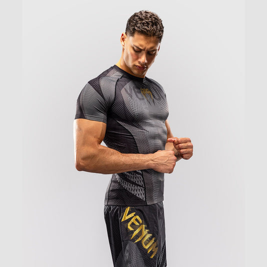 Venum Galactic 3.0 Short Sleeve Rash Guard Black/Gold - The Fight Club