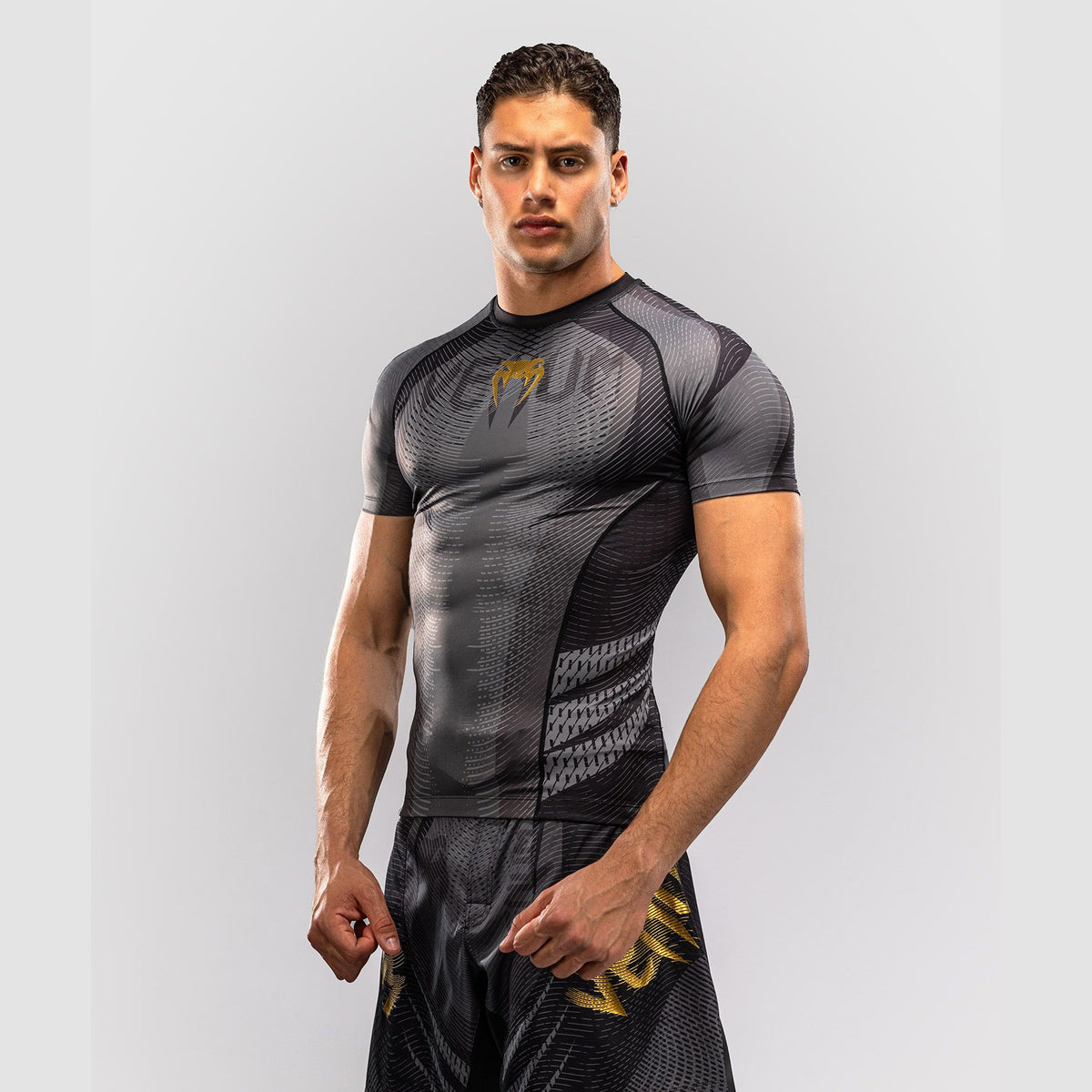 Venum Galactic 3.0 Short Sleeve Rash Guard Black/Gold - The Fight Club