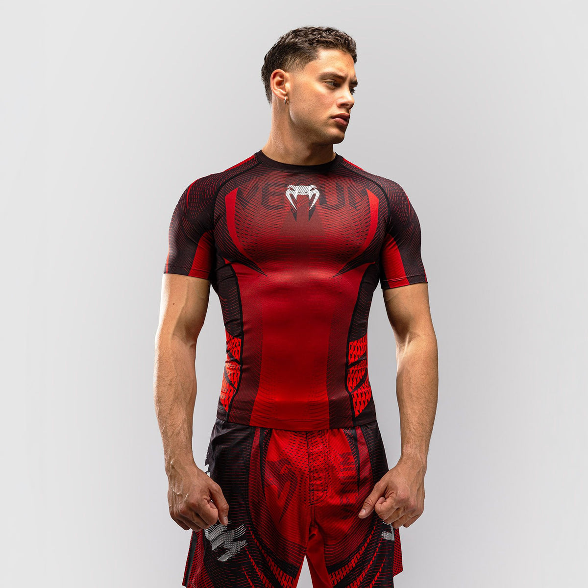 Venum Galactic 3.0 Short Sleeve Rash Guard Red/Silver - The Fight Club