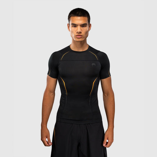 Venum G-Core Short Sleeve Rash Guard Black/Gold - The Fight Club
