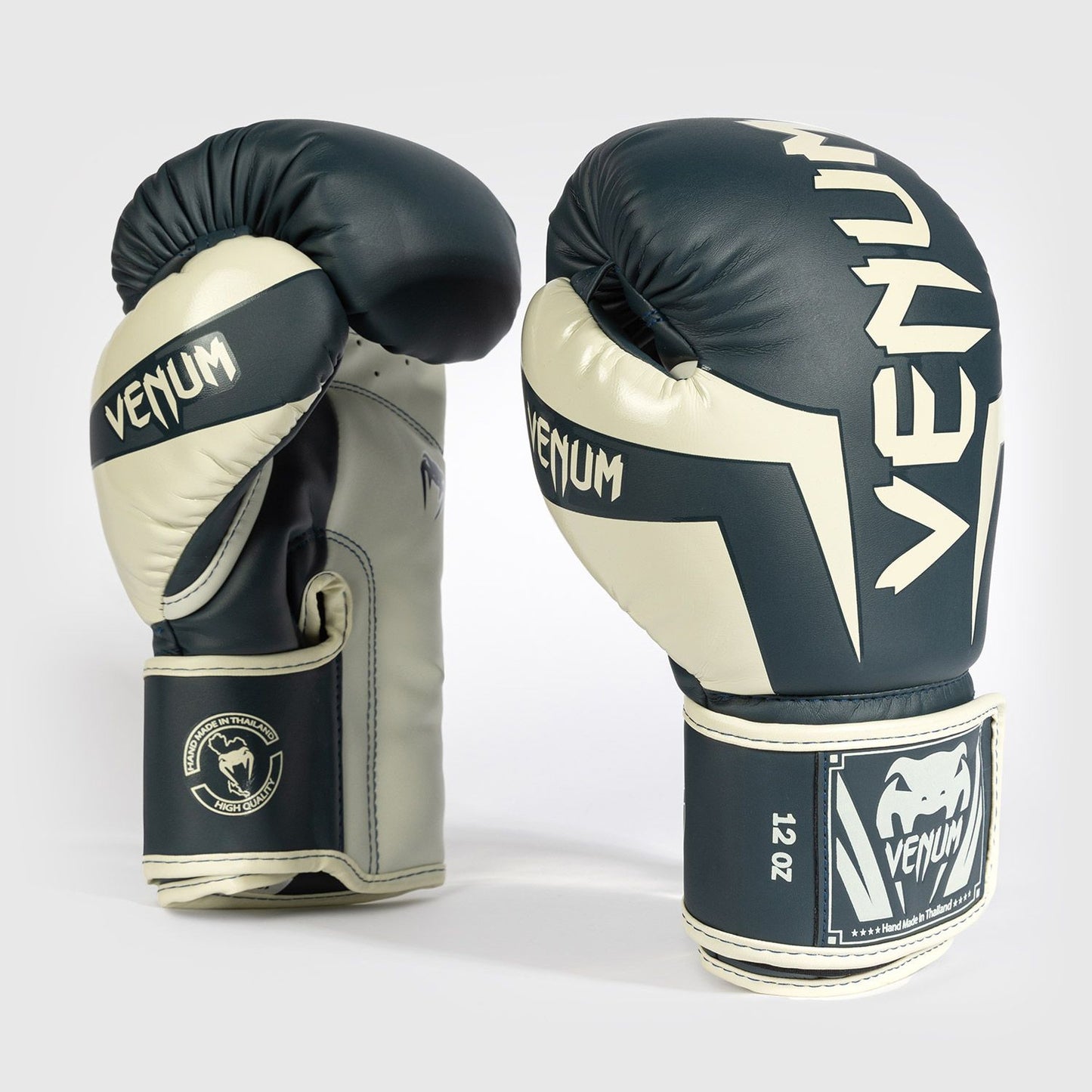 Venum Elite Boxing Gloves White/Navy Blue - The Fight Club