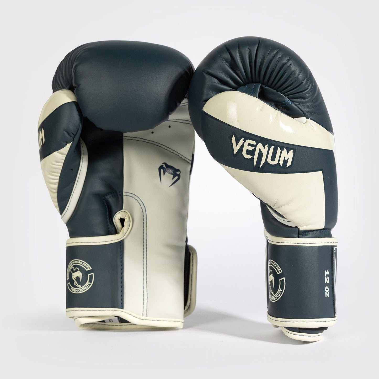 Venum Elite Boxing Gloves White/Navy Blue - The Fight Club