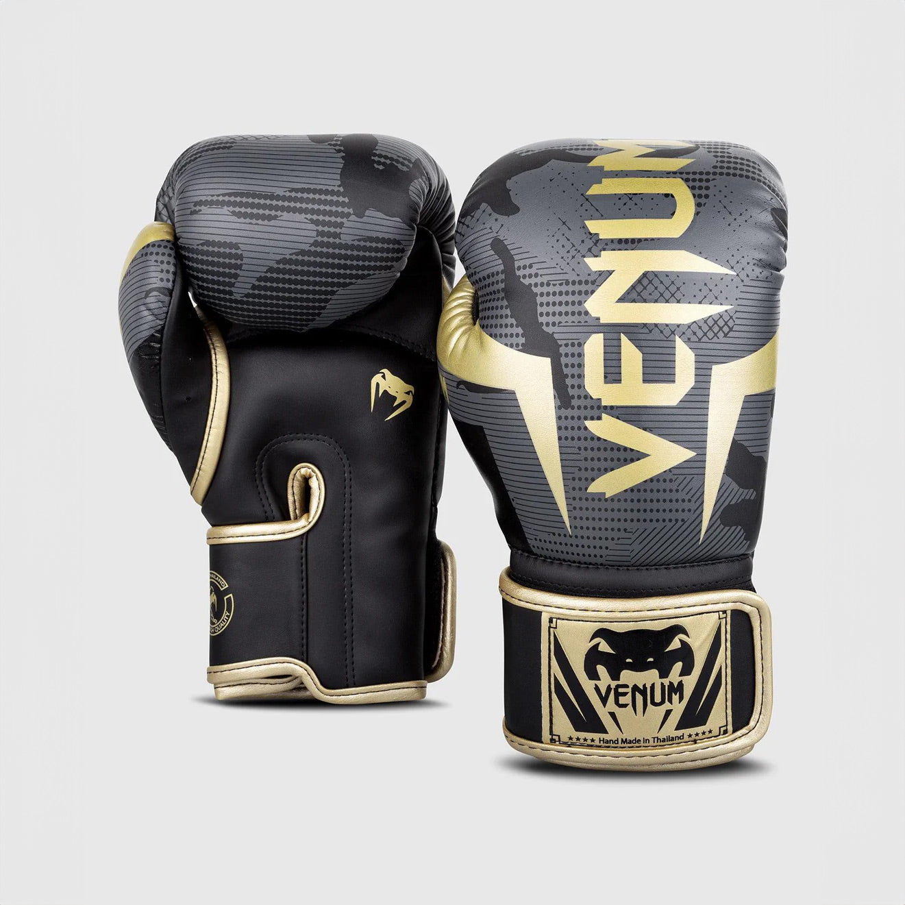 Venum Elite Boxing Gloves - Dark Camo/Gold - The Fight Club