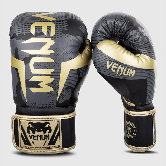 Venum Elite Boxing Gloves - Dark Camo/Gold - The Fight Club