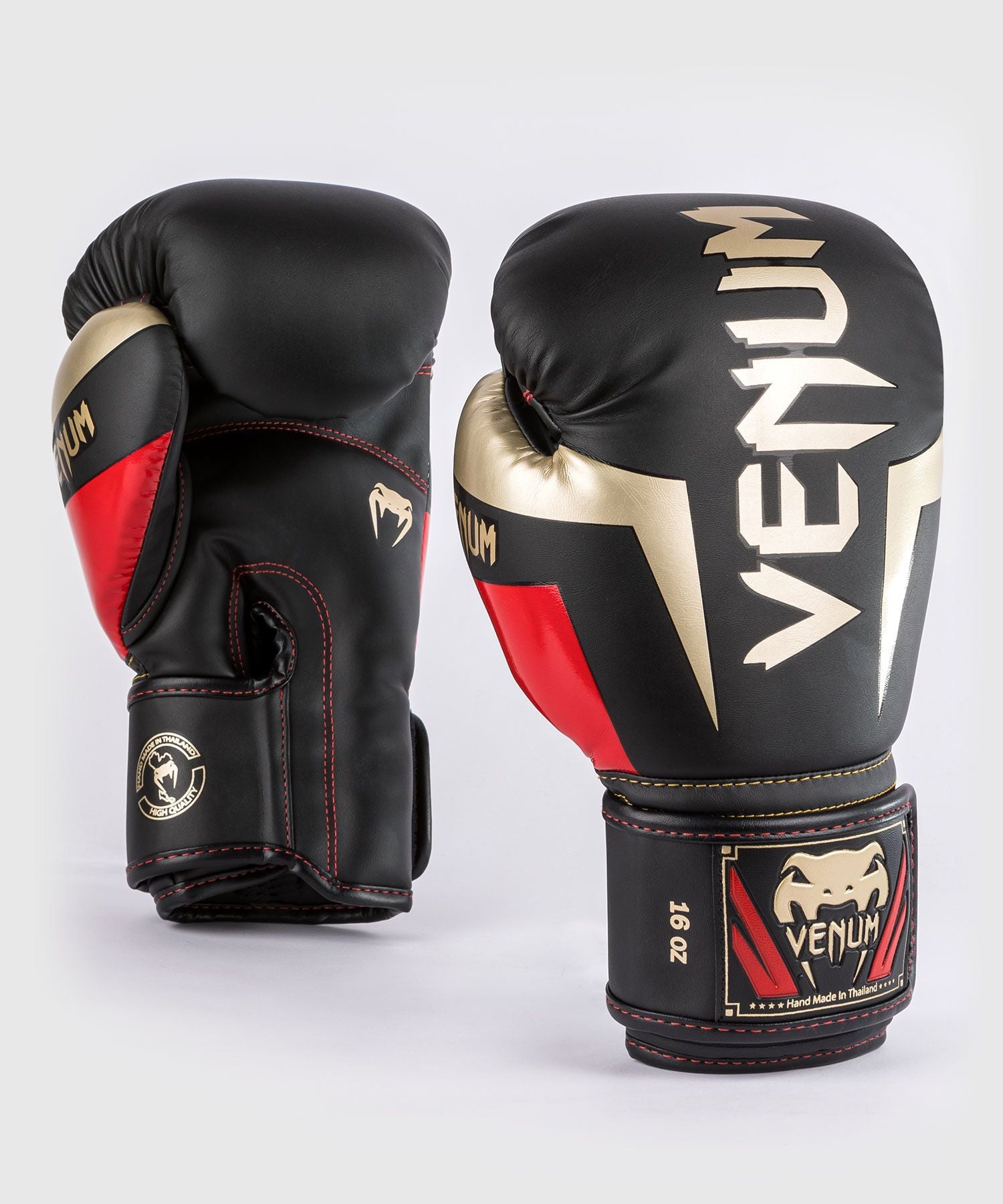 Venum Elite Boxing Gloves - Black/Gold/Red - The Fight Club