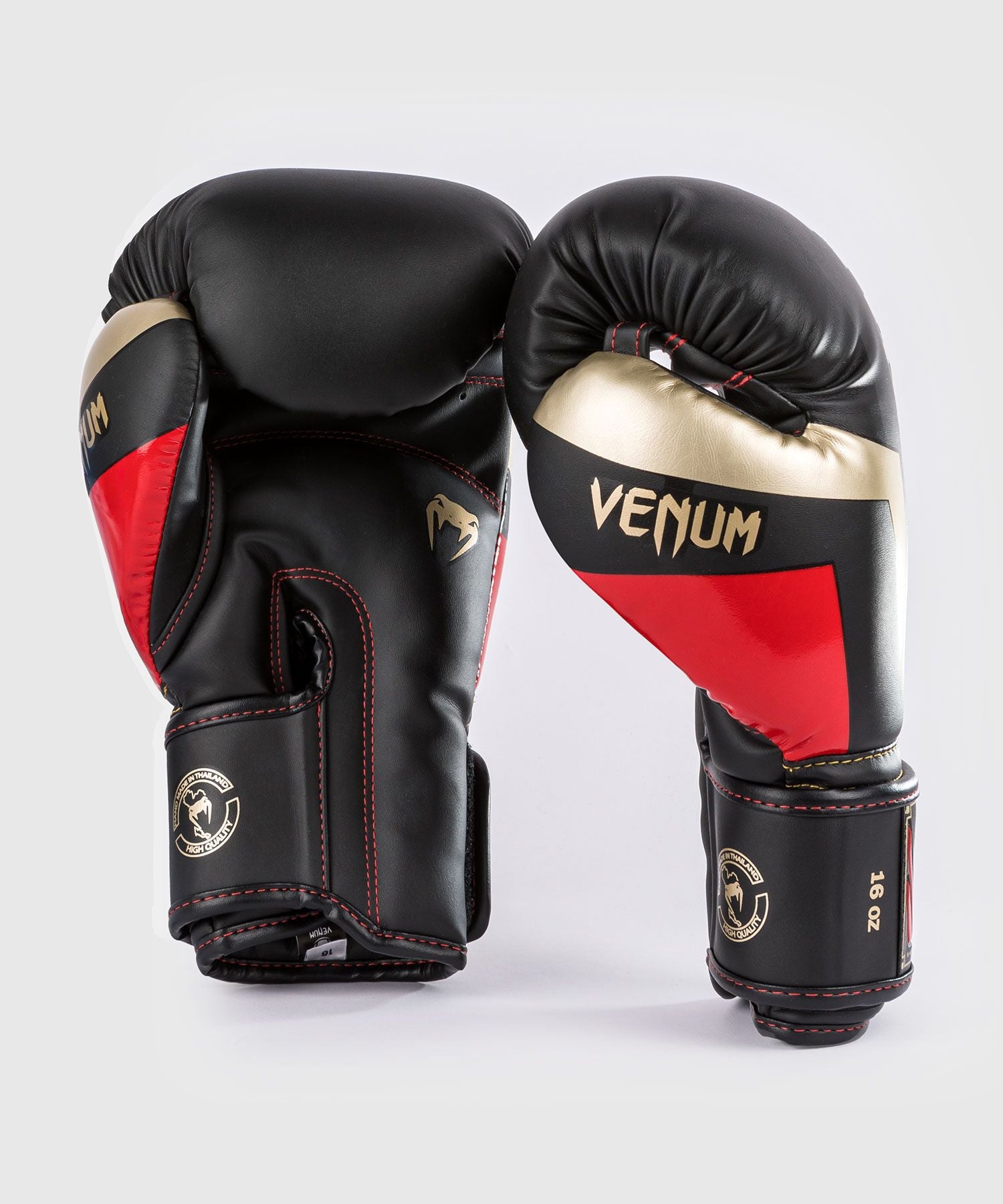 Venum Elite Boxing Gloves - Black/Gold/Red - The Fight Club