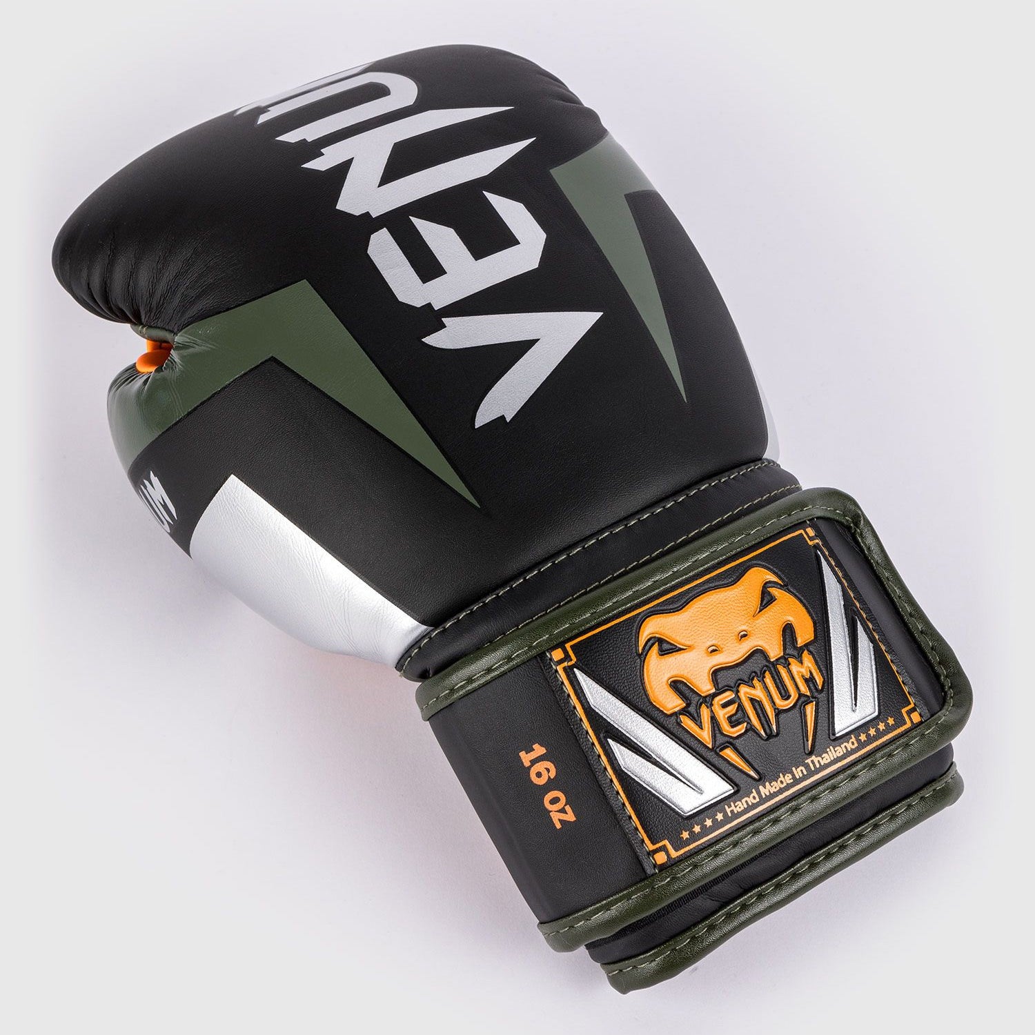 Venum Elite Boxing Gloves Black/Silver/Kaki - The Fight Club