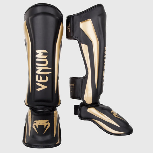 Venum Elite Standup Shin Guards - Black/Gold - The Fight Club