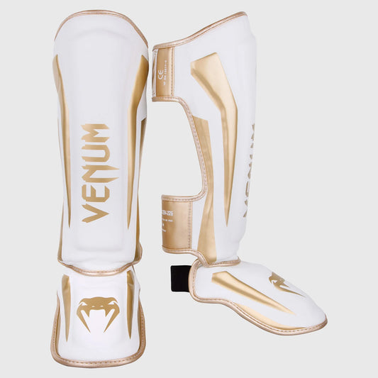 Venum Elite Standup Shin Guards White/Gold - The Fight Club