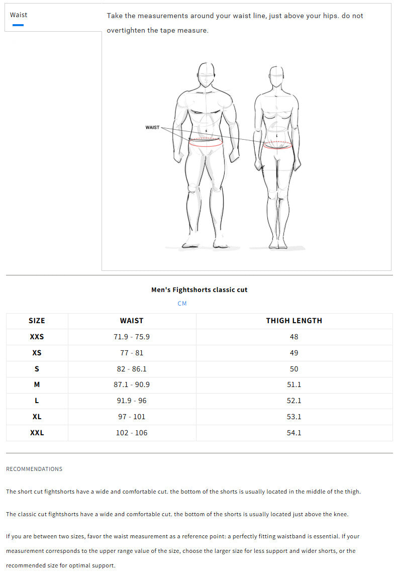 Venum UFC Unrivaled Justin Gaethje Men's Fight Shorts Black Size Guide - The Fight Club