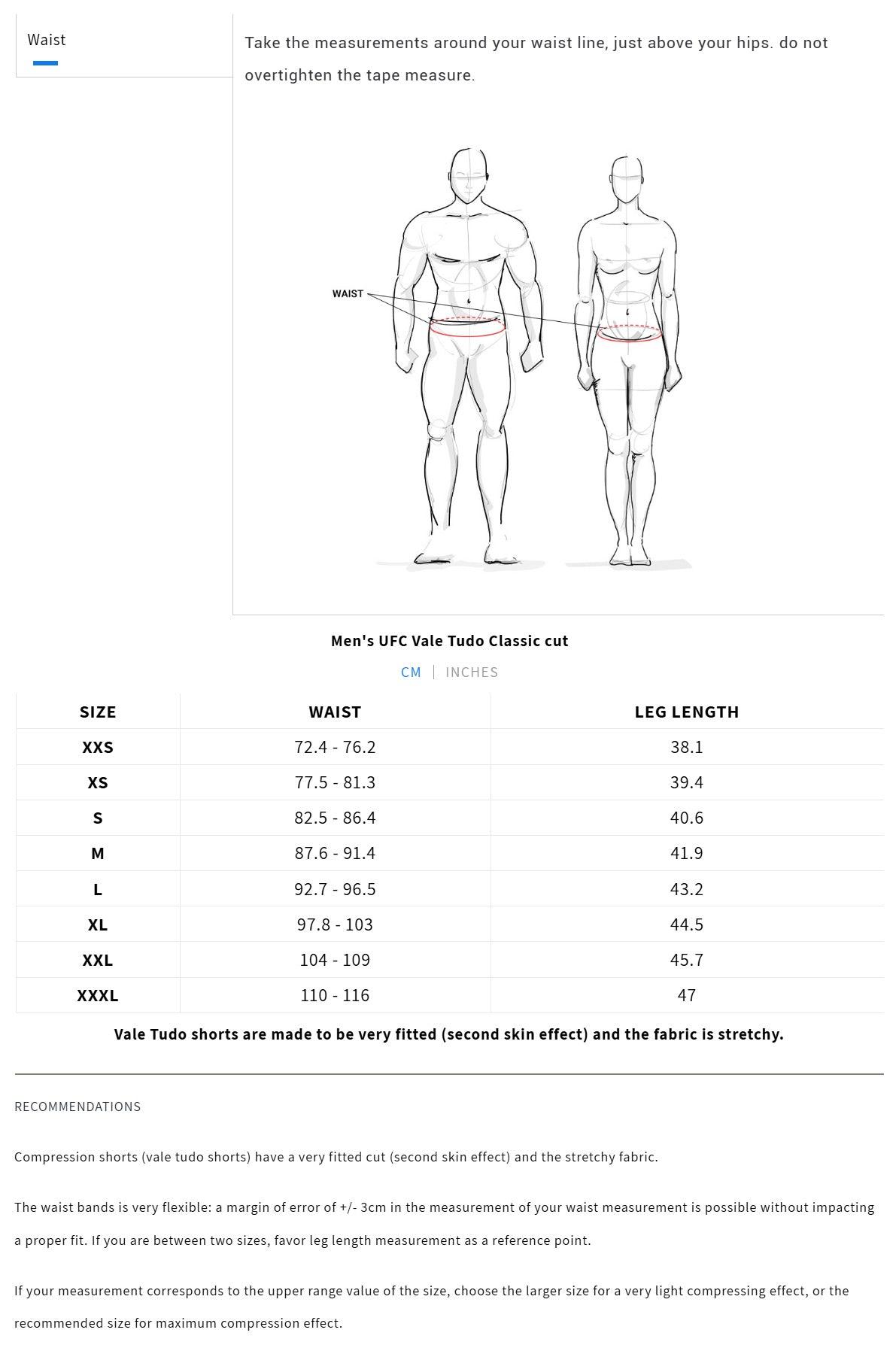 Venum UFC Unrivaled Israel Adesanya Vale Tudo Shorts Black Size Guide - The Fight Club
