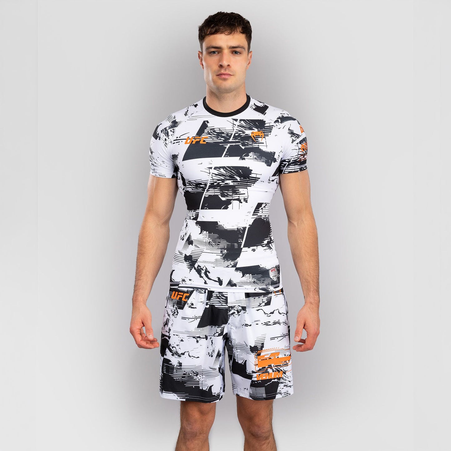 Venum Men's UFC Zenith White Authentic Fight Week Performance Short Sleeve Rash Guard - The Fight Club