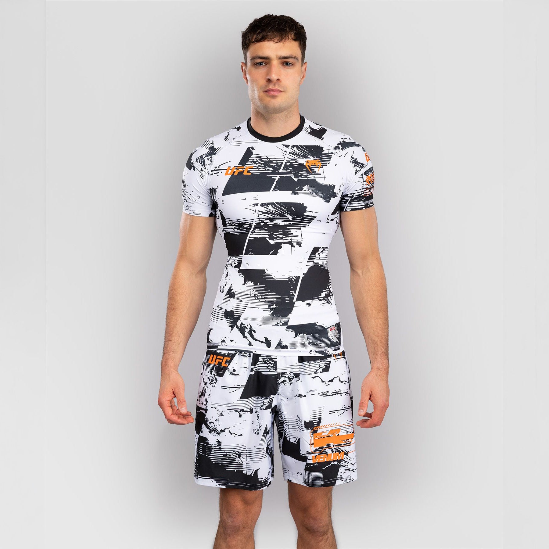 Venum Men's UFC Zenith White Authentic Fight Week Performance Short Sleeve Rash Guard - The Fight Club