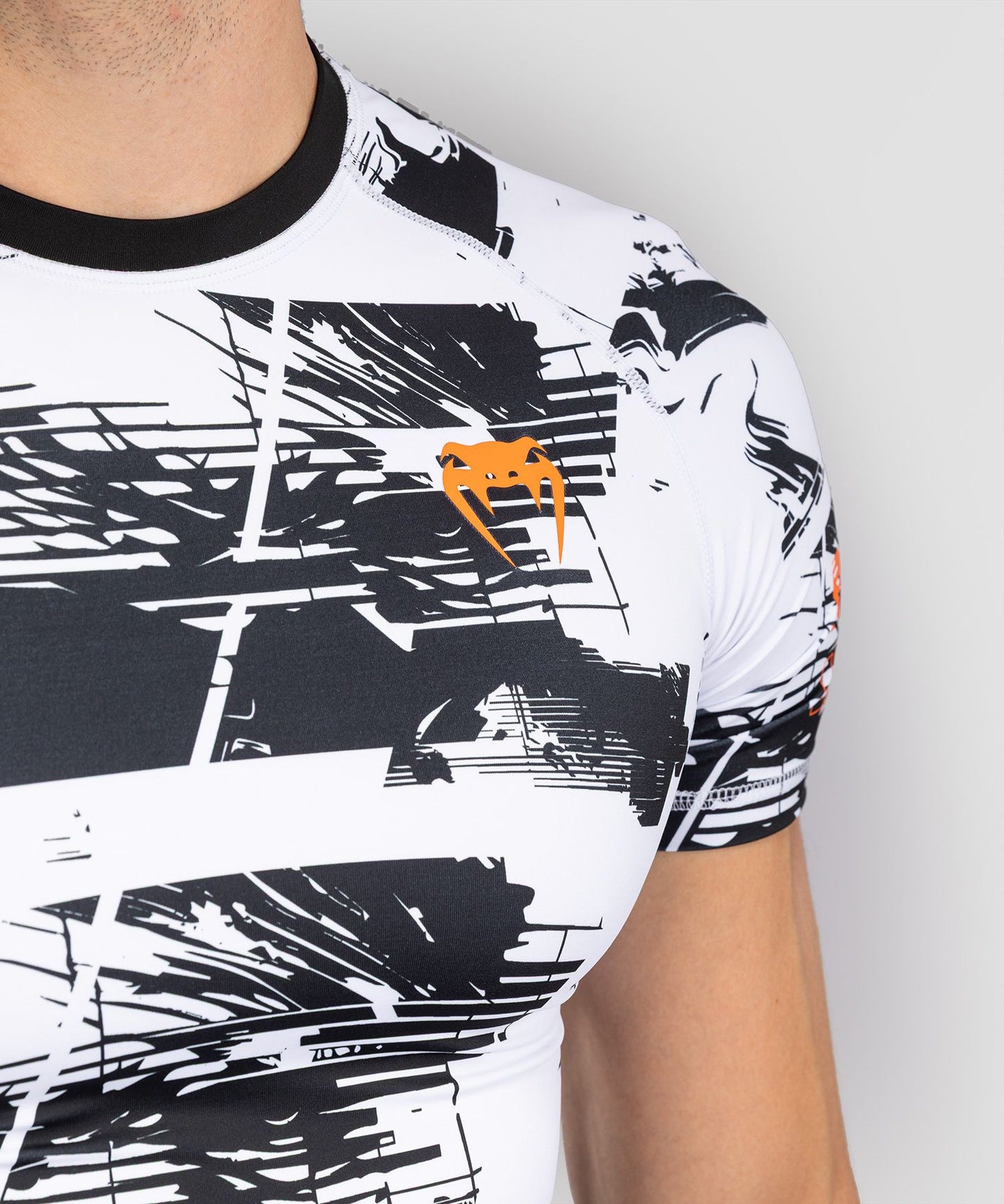 Venum Men's UFC Zenith White Authentic Fight Week Performance Short Sleeve Rash Guard - The Fight Club