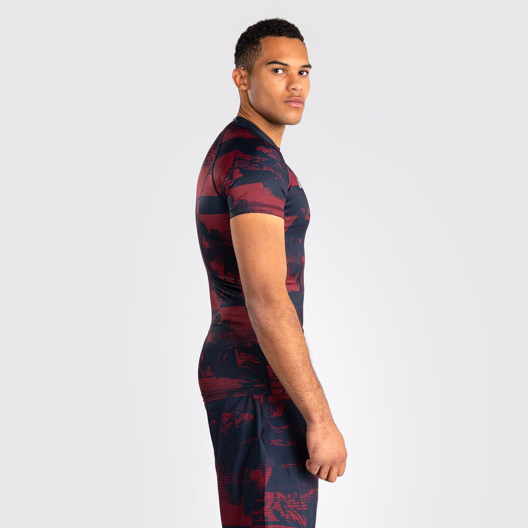 Venum Men's UFC Zenith Burgundy Authentic Fight Week Performance Short Sleeve Rash Guard - The Fight Club