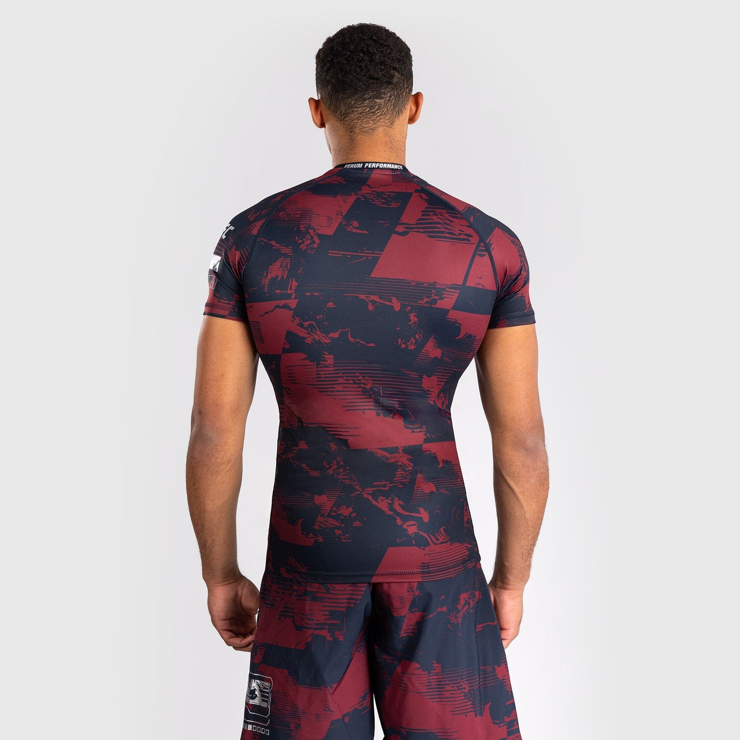 Venum Men's UFC Zenith Burgundy Authentic Fight Week Performance Short Sleeve Rash Guard - The Fight Club