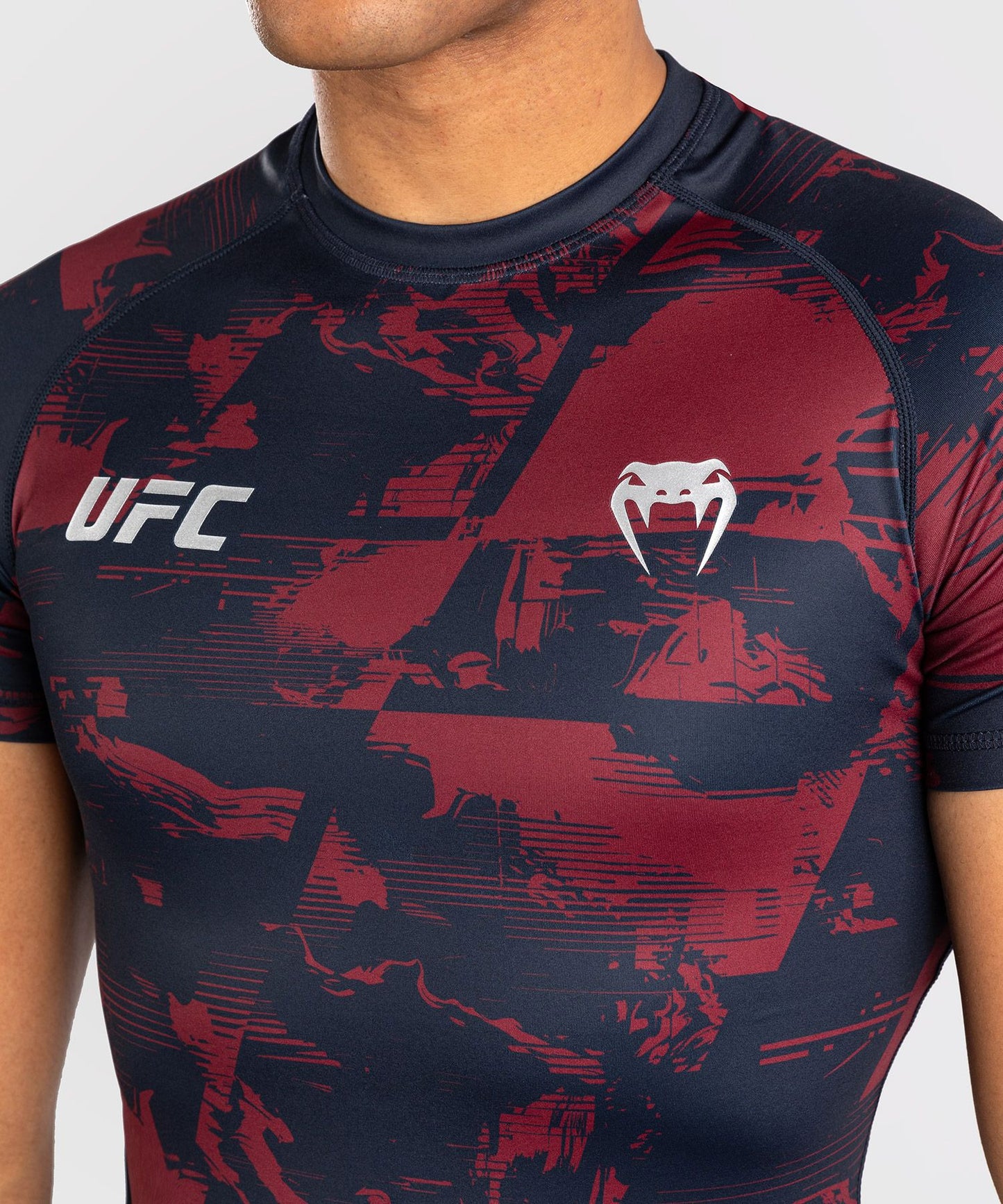 Venum Men's UFC Zenith Burgundy Authentic Fight Week Performance Short Sleeve Rash Guard - The Fight Club