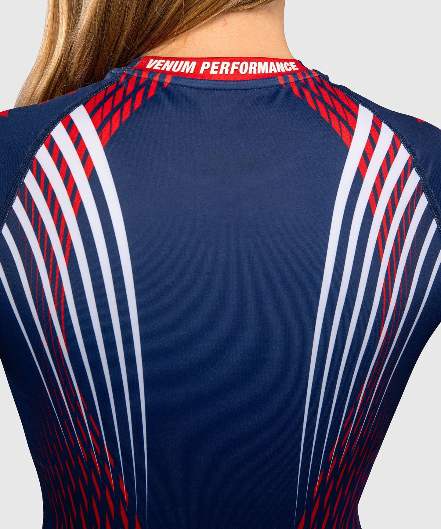 Venum Women's Official UFC Freedom 250 Blue Authentic Fight Night Short Sleeve Rash Guard - The Fight Club