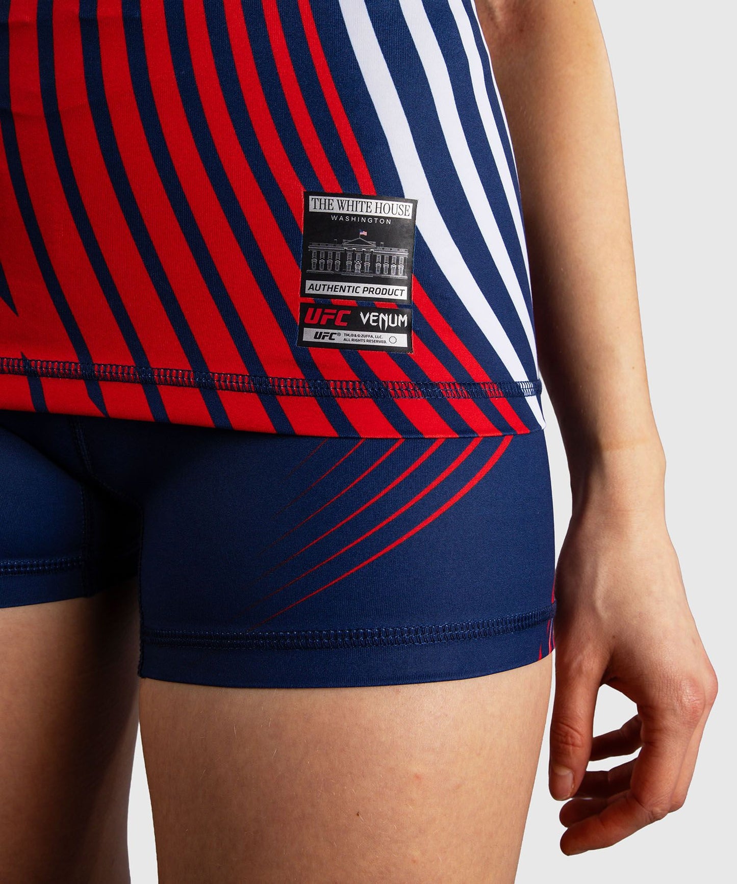 Venum Women's Official UFC Freedom 250 Blue Authentic Fight Night Short Sleeve Rash Guard - The Fight Club