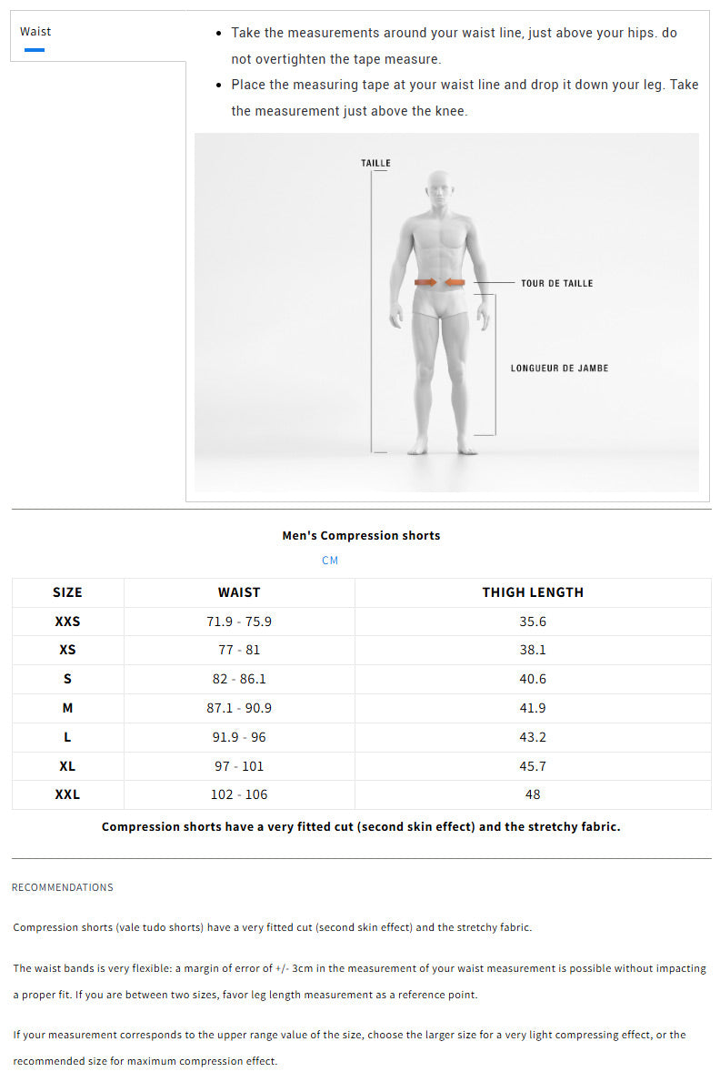 Venum Vale Tudo Size Guide - The Fight Club