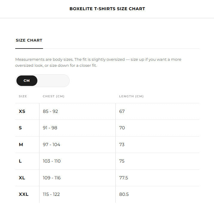 BoxElite Viva Mexico Cabrones Black T-Shirt Size Guide - The Fight Club