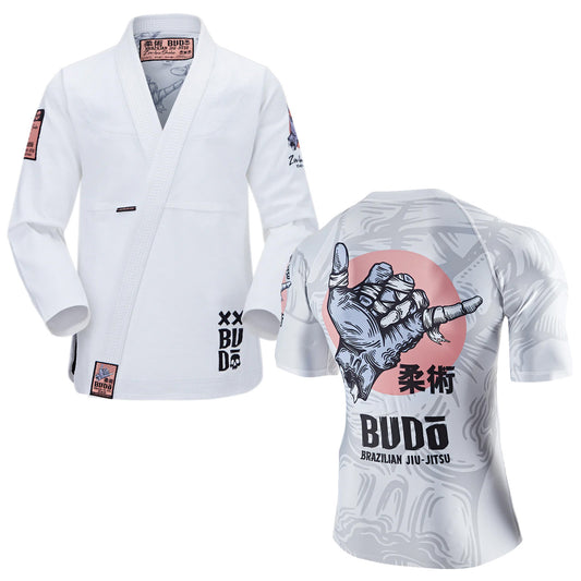 Budo Zombie Shaka Gi and Rash Guard Set White - The Fight Club