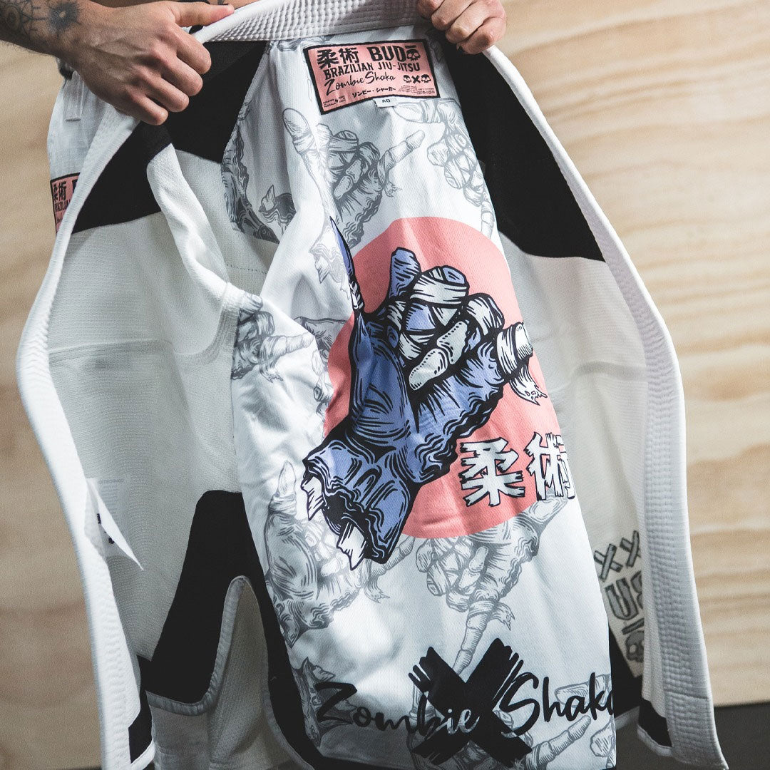 Budo Zombie Shaka Gi and Rash Guard Set White - The Fight Club