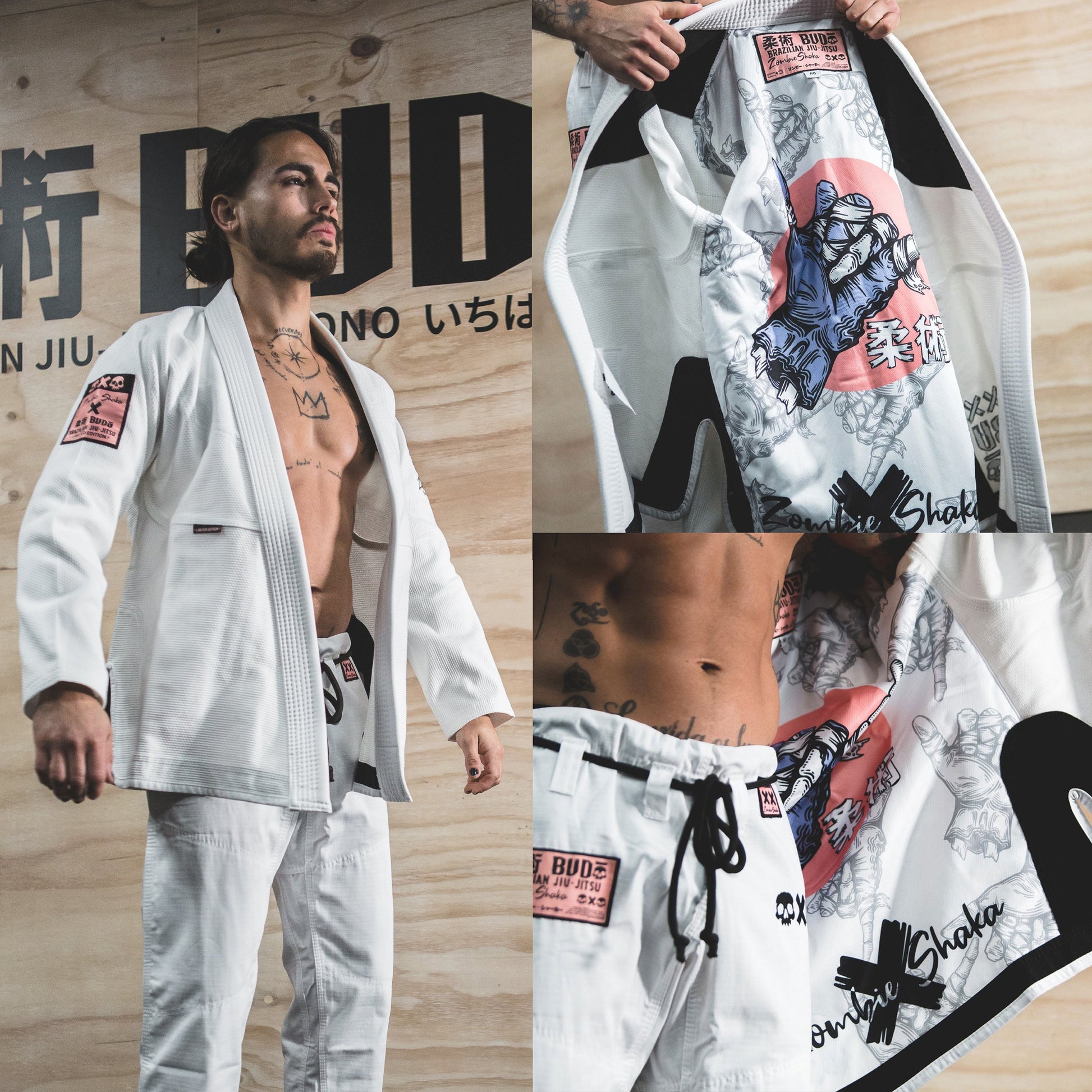 Budo Zombie Shaka Gi and Rash Guard Set White - The Fight Club