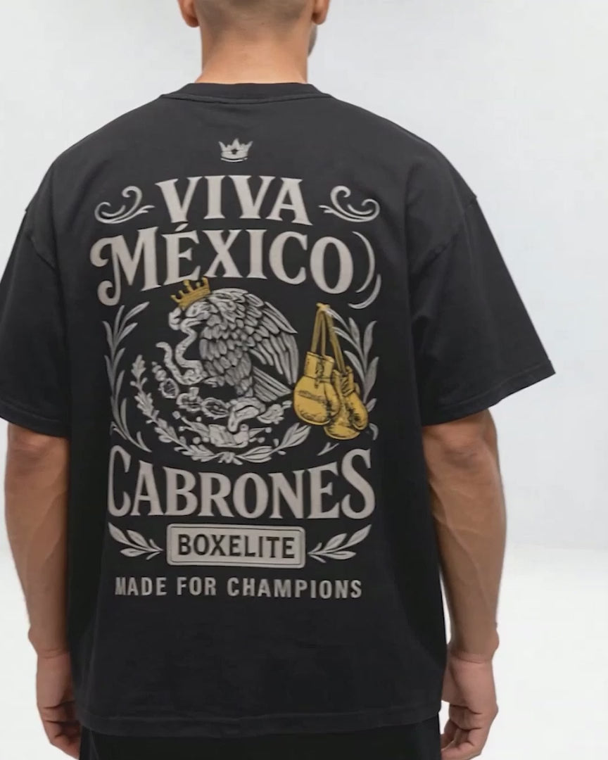 BoxElite Viva Mexico Cabrones Black T-Shirt - The Fight Club