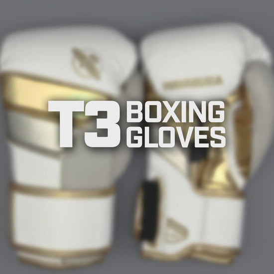 Hayabusa T3 Boxing Gloves White/Gold - The Fight Club