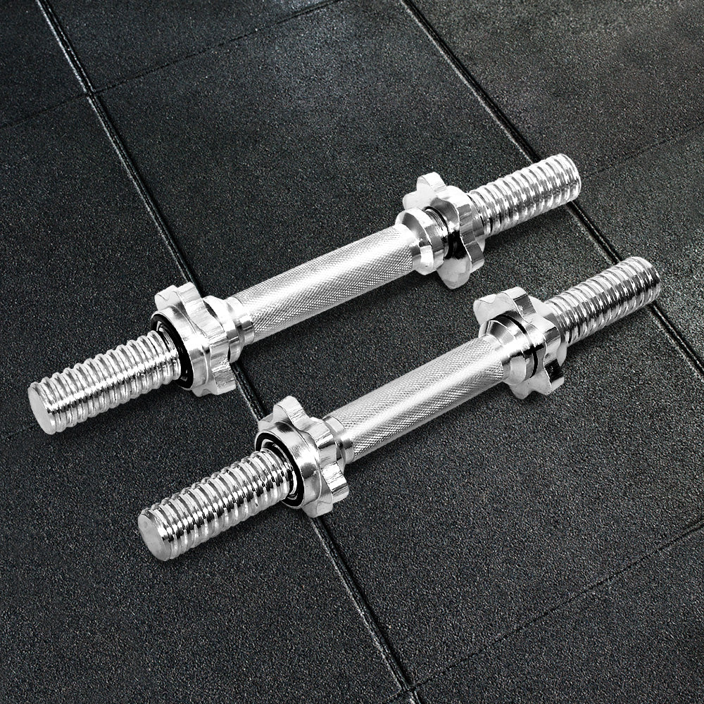 45cm Dumbbell Bar Solid Steel Pair Gym Home Exercise Fitness 150KG Capacity - The Fight Club