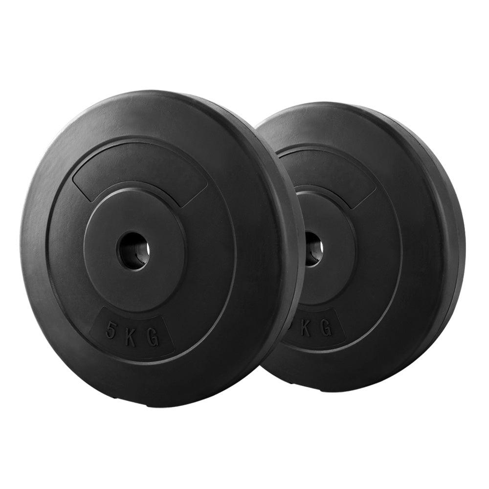 2 x 5KG Barbell Weight Plates Standard Home Gym Press Fitness Exercise Rubber - The Fight Club