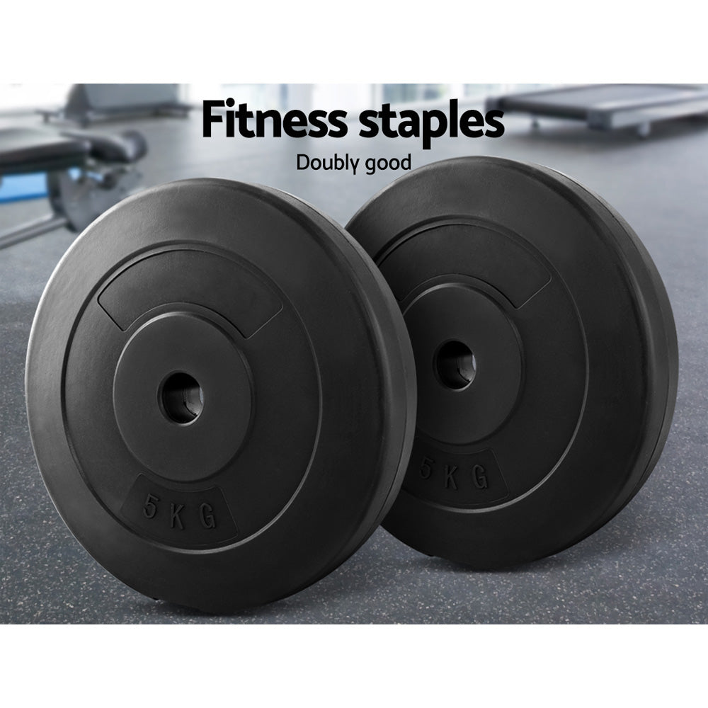 2 x 5KG Barbell Weight Plates Standard Home Gym Press Fitness Exercise Rubber - The Fight Club