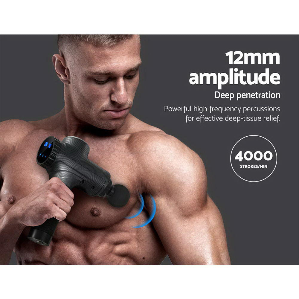 Everfit Massage Gun 6 Heads Massager Electric LCD Vibration Relief Percussion - The Fight Club