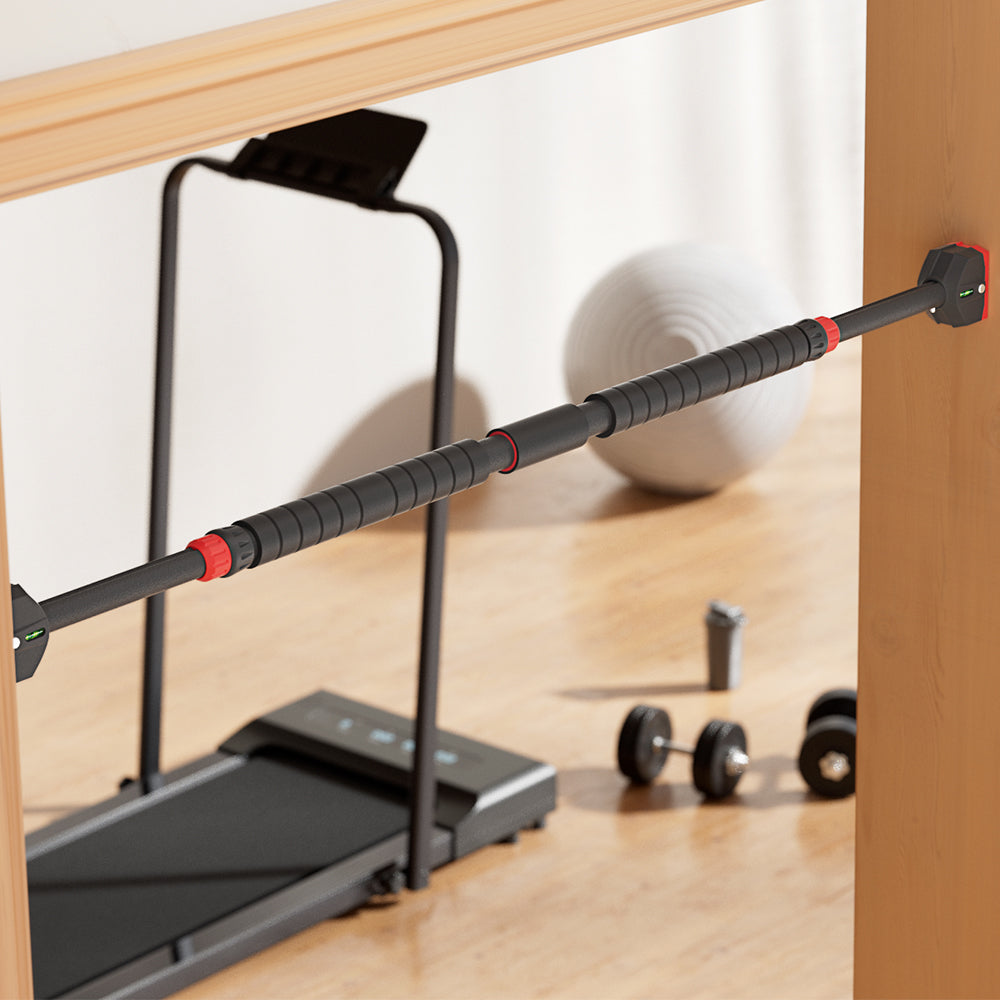 Everfit Adjustable Doorway Pull Up Bar 90CM-125CM Chin Up Bar Level Meter 300KG - The Fight Club