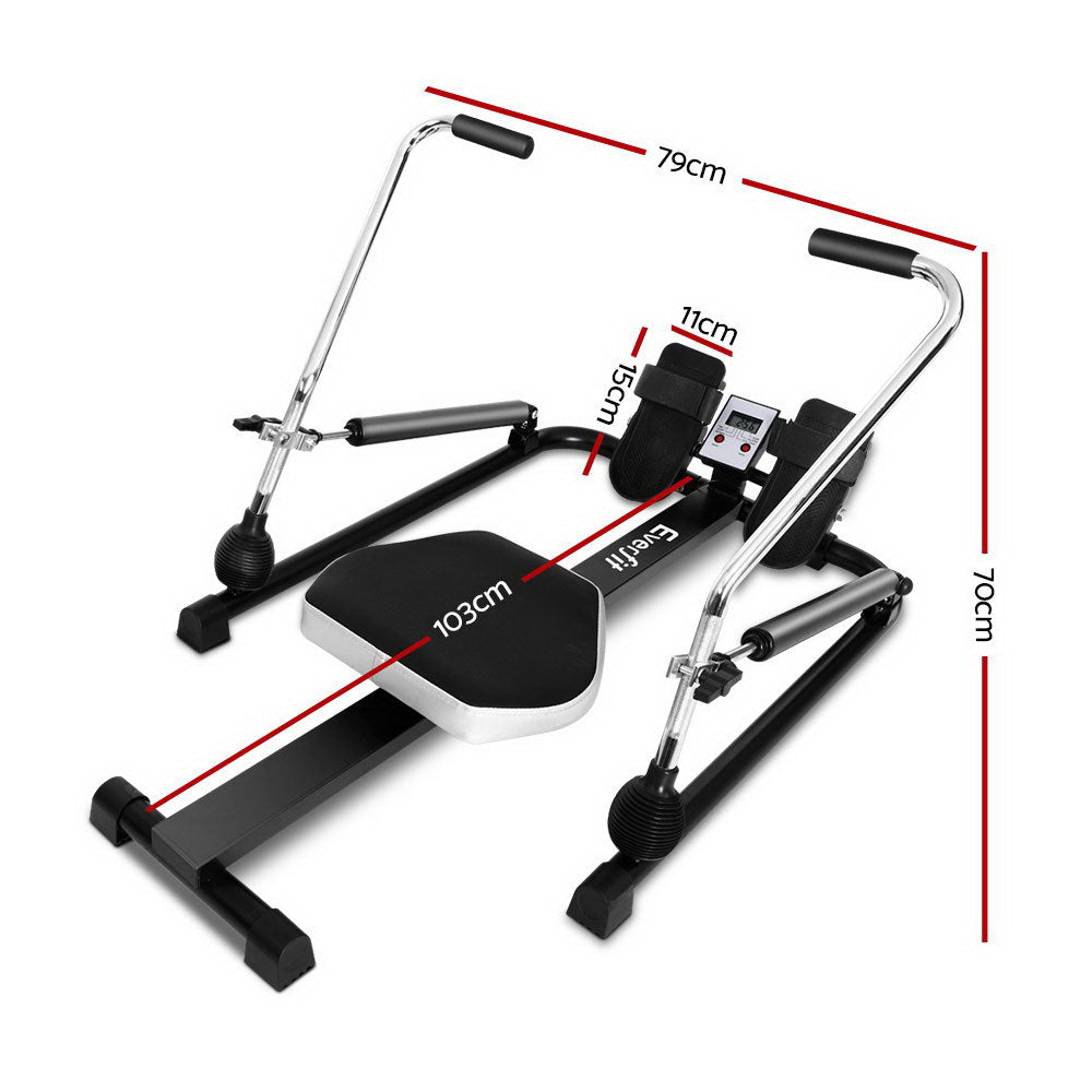 Everfit Rowing Exercise Machine Rower Hydraulic Resistance Fitness Gym Cardio - The Fight Club