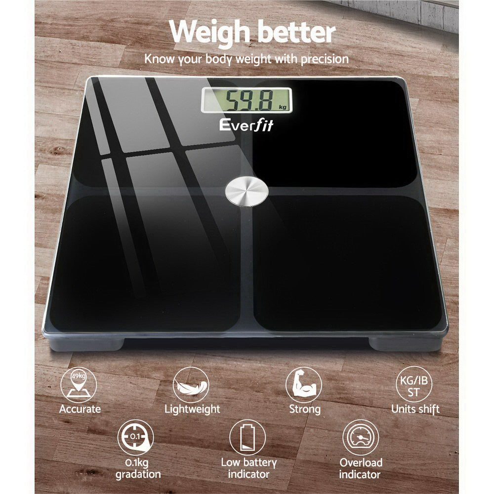 Everfit Bathroom Scales Digital Weighing Scale 180KG Electronic Monitor Tracker - The Fight Club