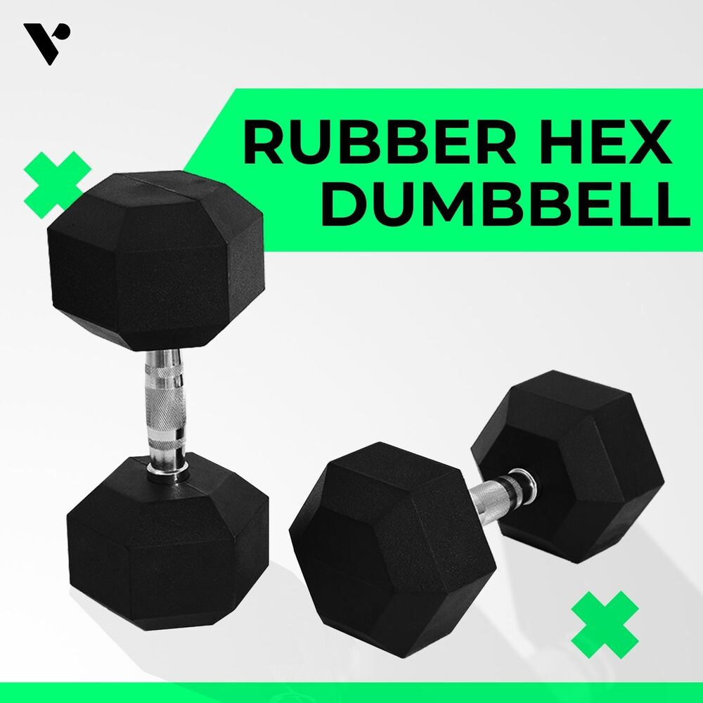 VERPEAK Rubber Hex Dumbbells (5KG x 2) - The Fight Club