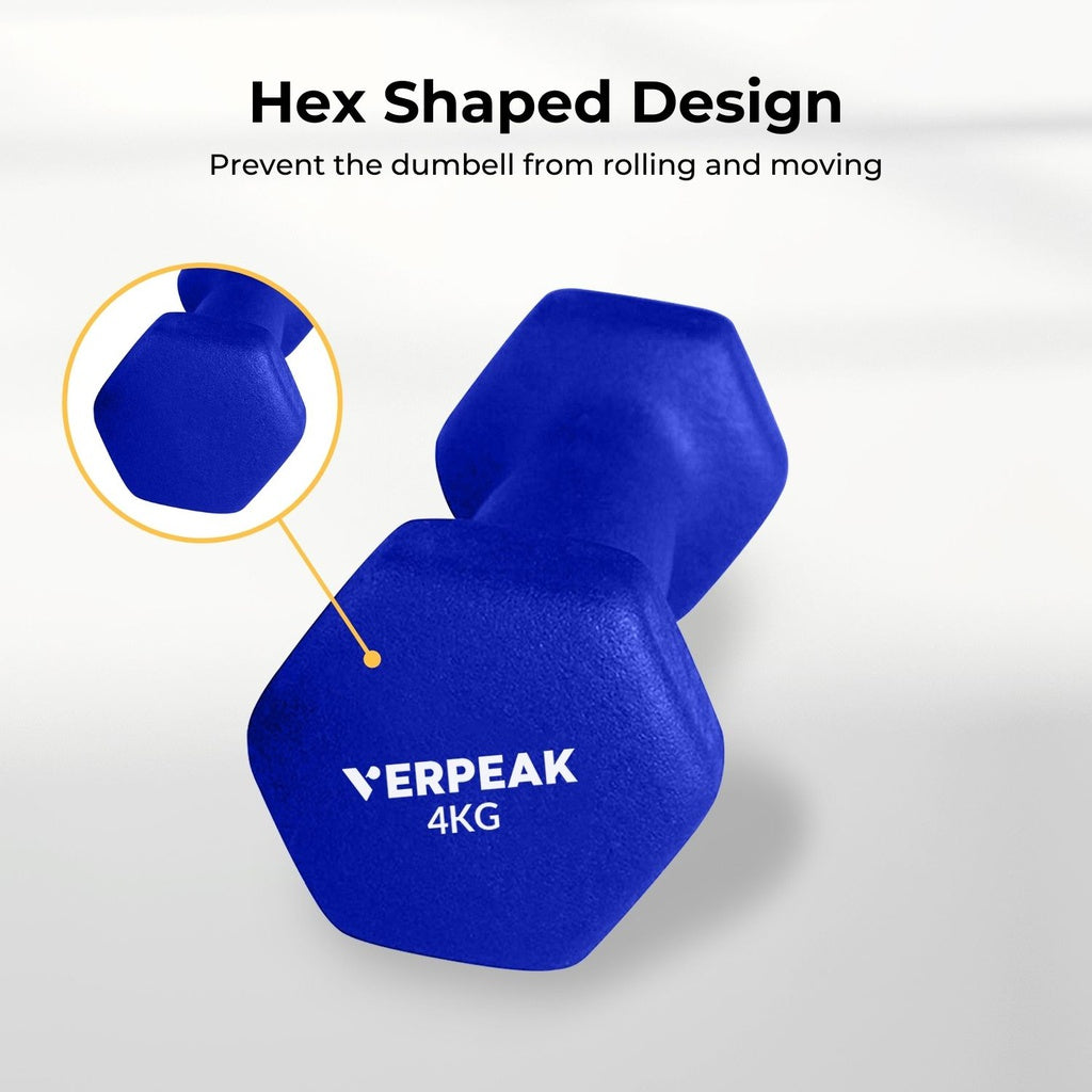 Verpeak Neoprene Dumbbell 4kg x 2 Blue VP-DB-137-AC - The Fight Club