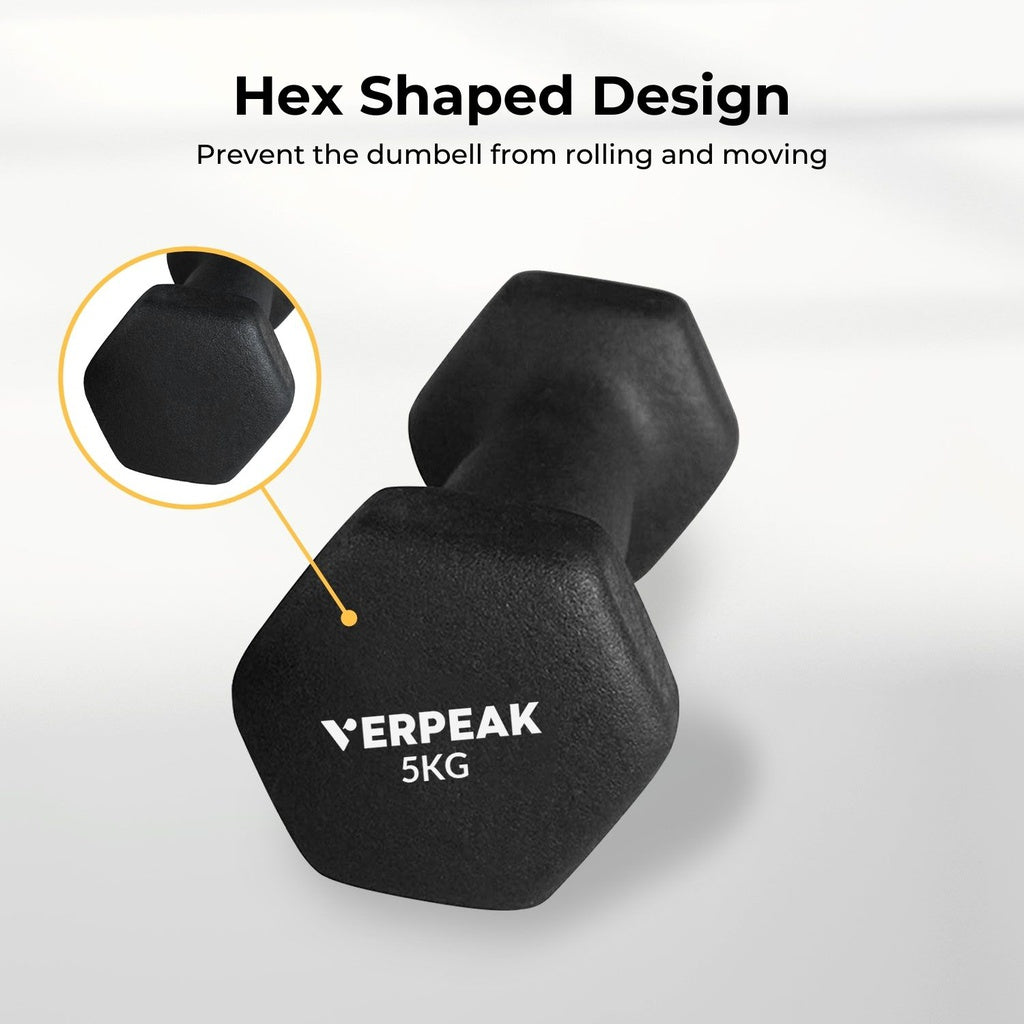 Verpeak Neoprene Dumbbell 5kg x 2 Black VP-DB-138-AC - The Fight Club