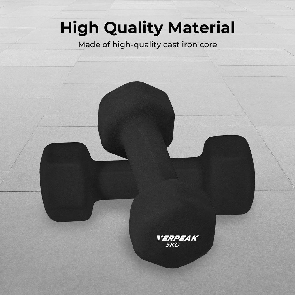 Verpeak Neoprene Dumbbell 5kg x 2 Black VP-DB-138-AC - The Fight Club