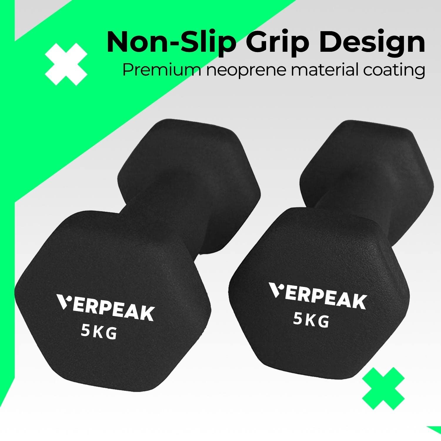 Verpeak 12kg (1,2,3kg x 2) Neoprene Dumbbell Set VP-DB-139-AC - The Fight Club