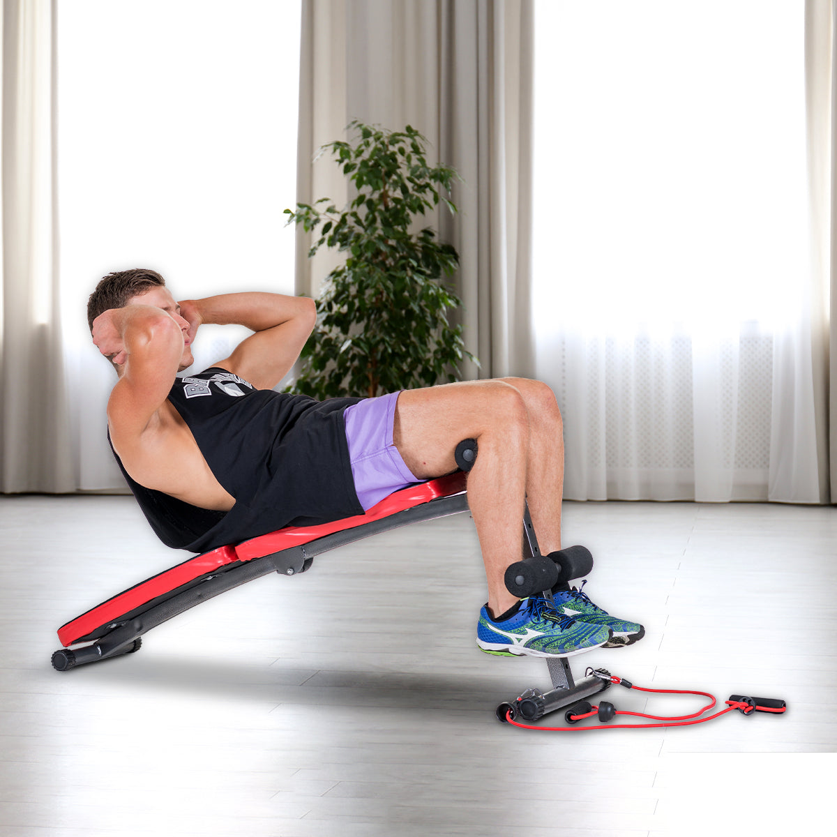 Powertrain Inclined Sit up bench with Resistance bands - The Fight Club