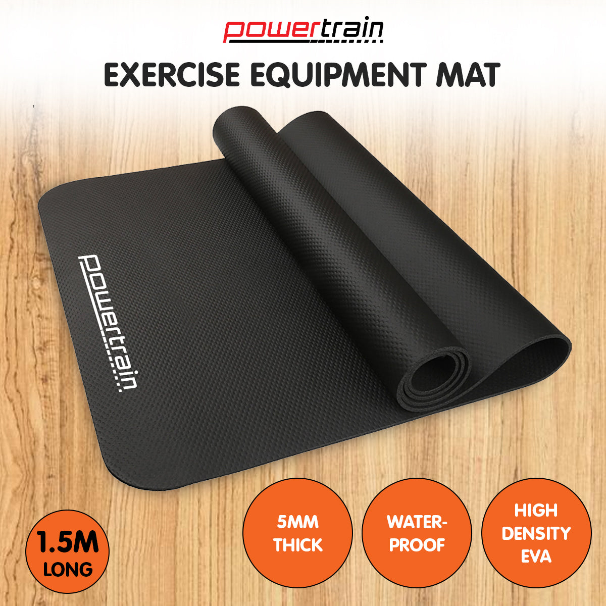 Powertrain 1.5m Exercise Equipment Mat - The Fight Club