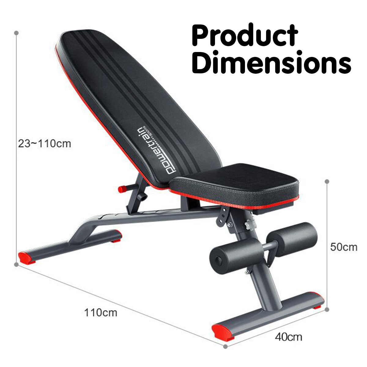 Powertrain Home Gym Bench Adjustable Flat Incline Decline FID 250KG Load - The Fight Club