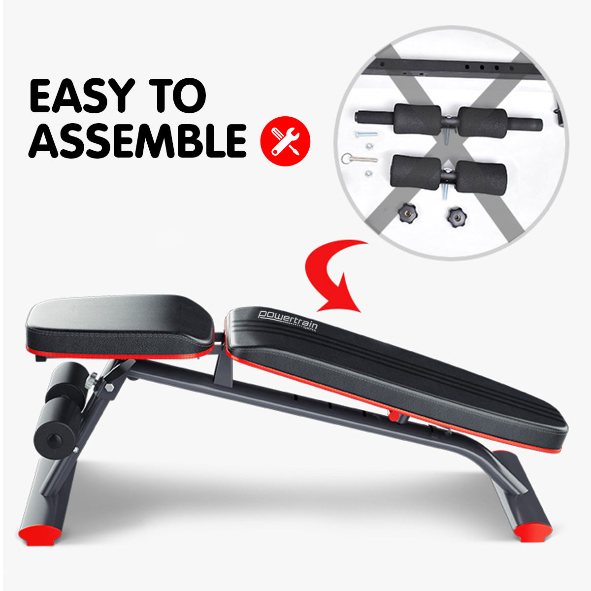 Powertrain Home Gym Bench Adjustable Flat Incline Decline FID 250KG Load - The Fight Club