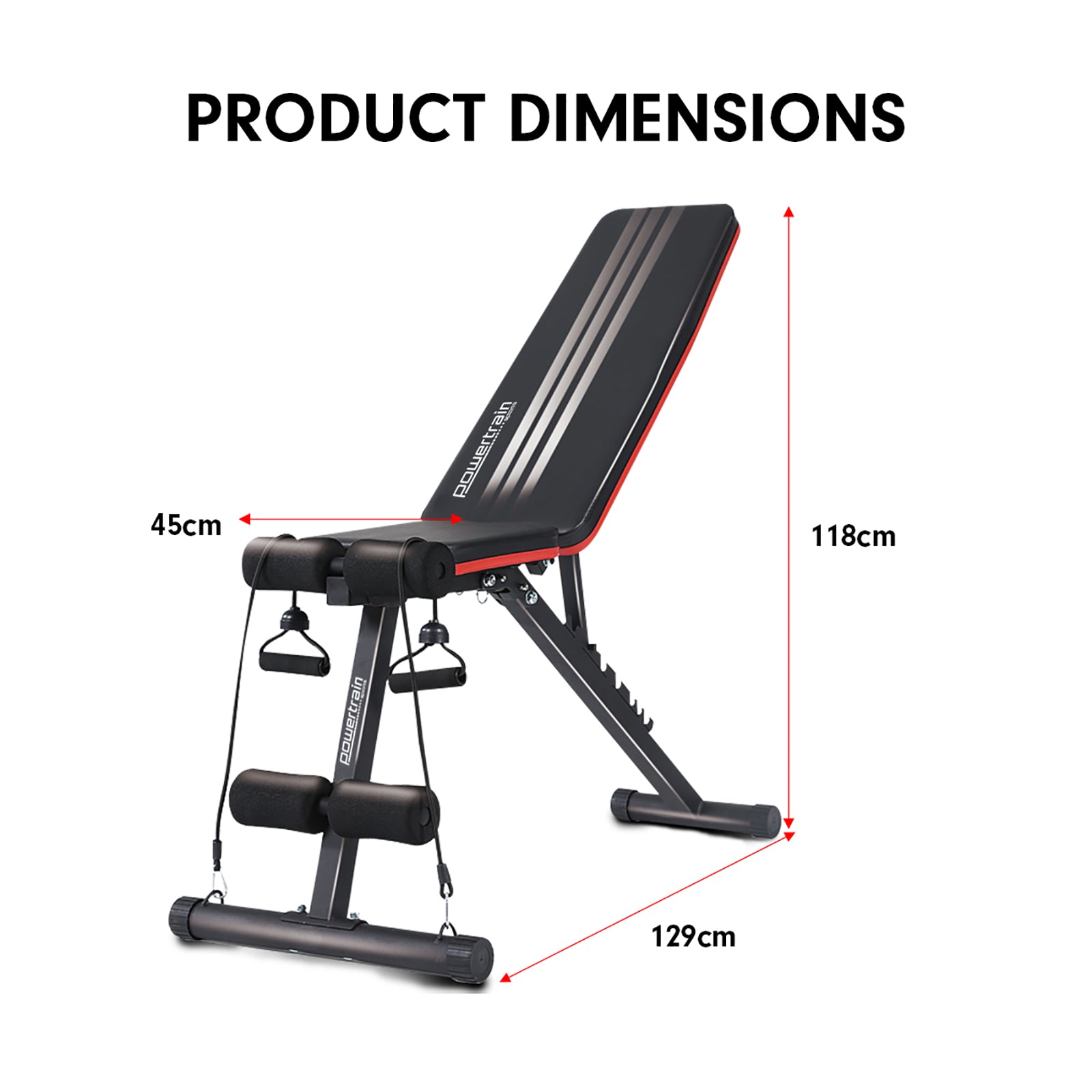 Powertrain Adjustable Incline Decline Exercise Bench Resistance Bands - The Fight Club