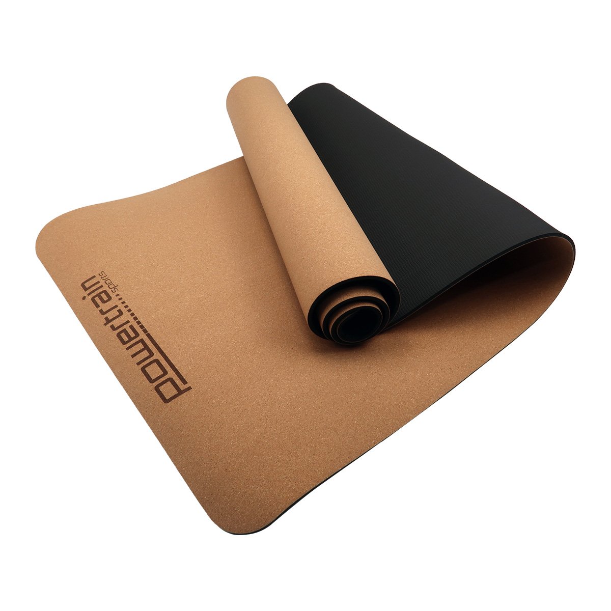 Powertrain Cork Yoga Mat with Carry Straps Home Gym Pilates - Plain - The Fight Club