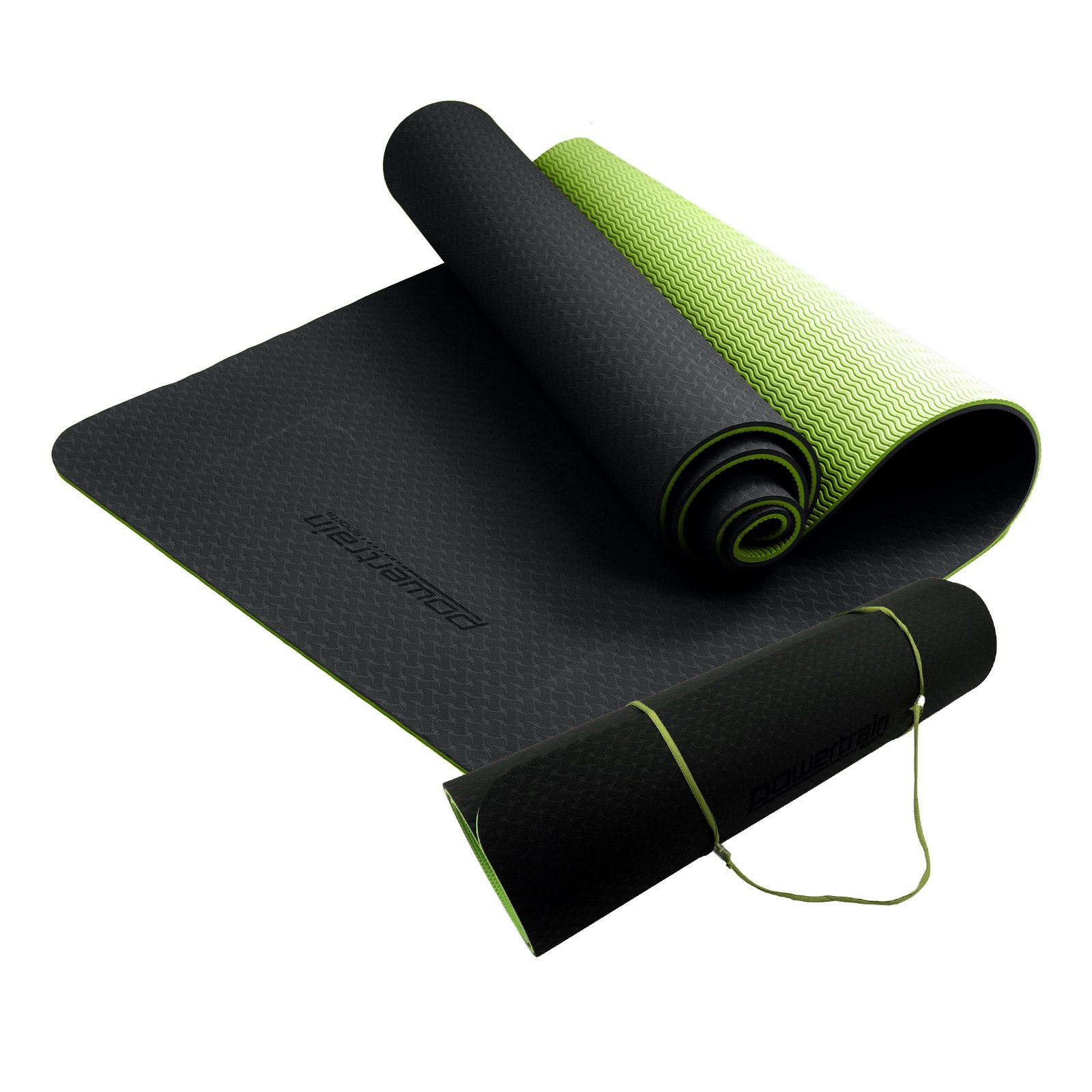 Powertrain Eco-Friendly TPE Pilates Exercise Yoga Mat 8mm - Black Green - The Fight Club