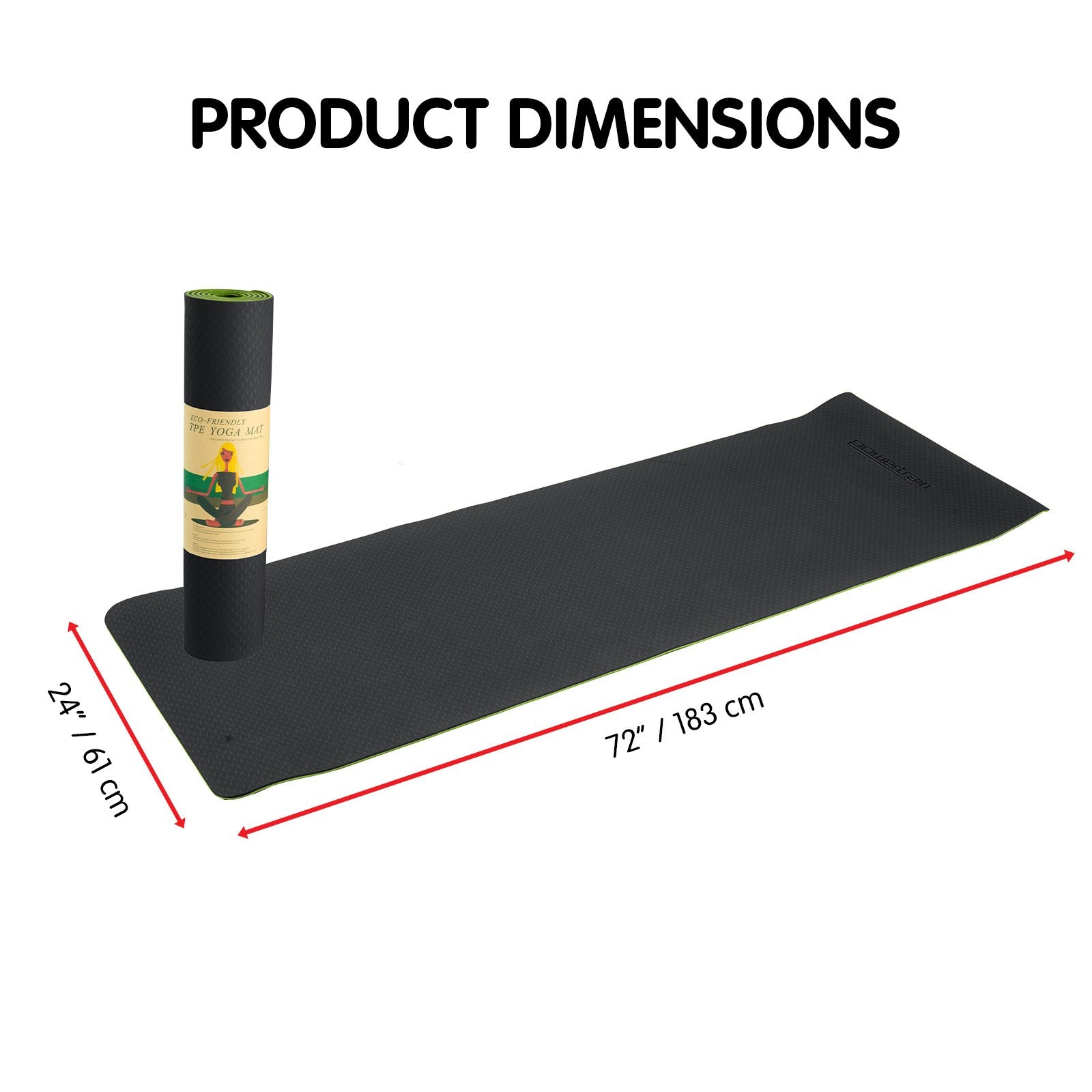 Powertrain Eco-Friendly TPE Pilates Exercise Yoga Mat 8mm - Black Green - The Fight Club